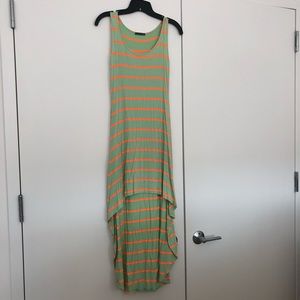 Mint/orange hi low striped dress
